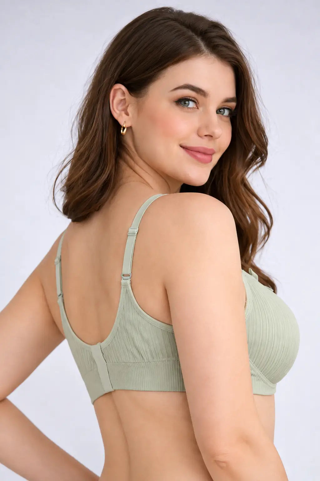 0309-Women’s Cotton Bra | Soft Ribbed Everyday Bra with Lightly Padded Cups