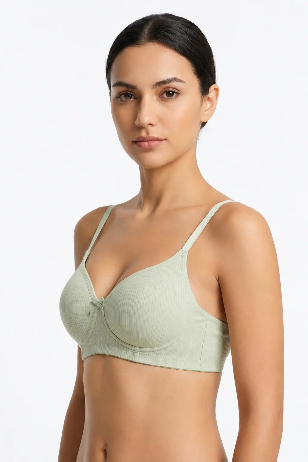 0309-Women’s Cotton Bra | Soft Ribbed Everyday Bra with Lightly Padded Cups