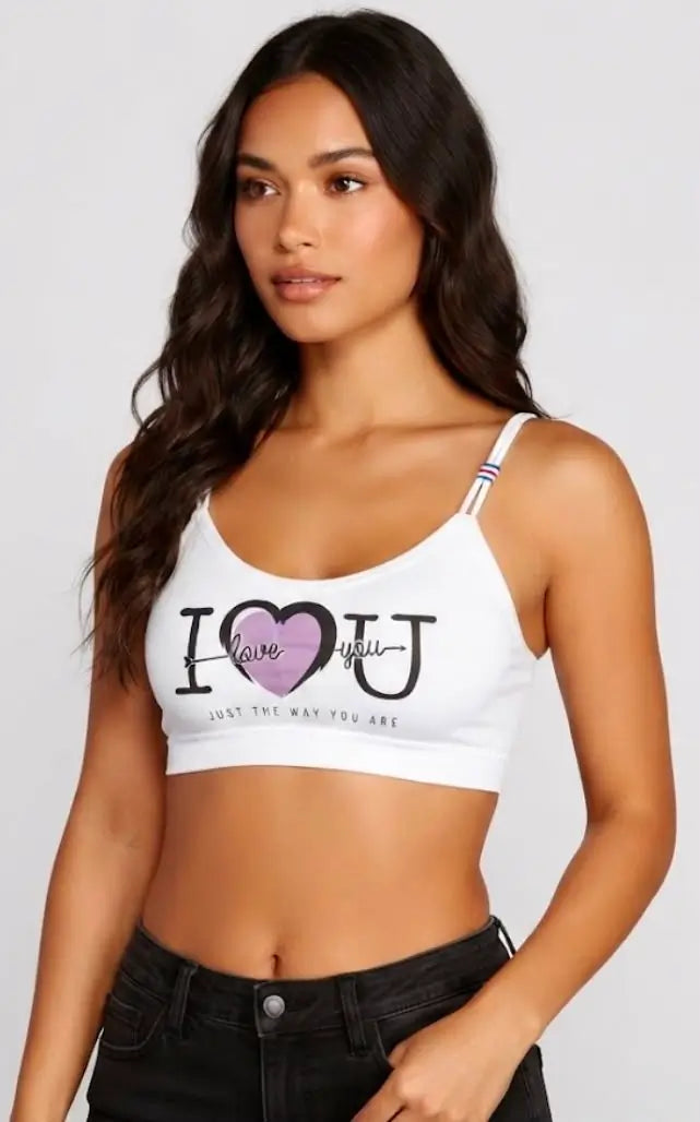 Women’s White Printed Crop Top Bra – Stylish & Comfortable Everyday Wear