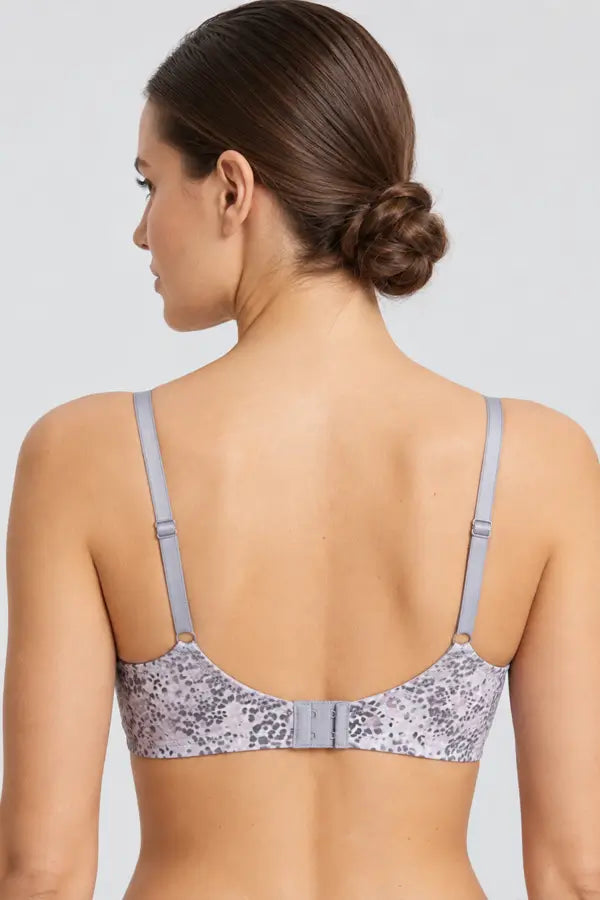 011 Women’s Padded Silver Printed Underwire Bra – Stylish Full Coverage Design