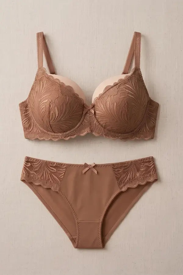 5533 Women’s Stylish Lace Bra & Panty Set – Elegant Balconette Lingerie Violet